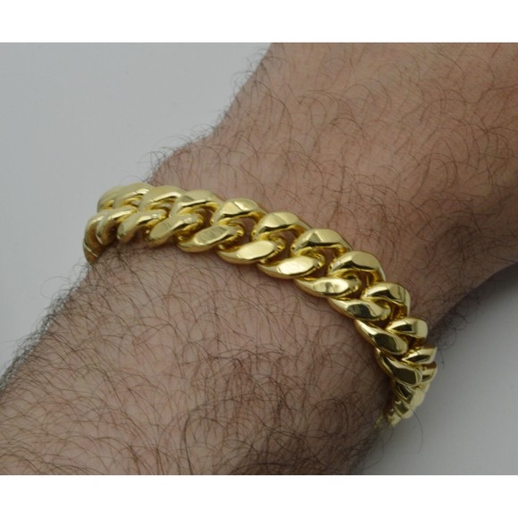 Mens 11mm 10k Real Yellow Gold Miami Cuban Curb Chain Bracelet. 8.5" 25.4gr - Picture 5 of 7